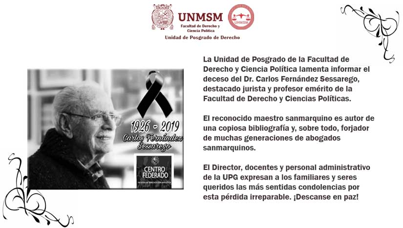 Condolencias Dr. Carlos Fernández Sessarego