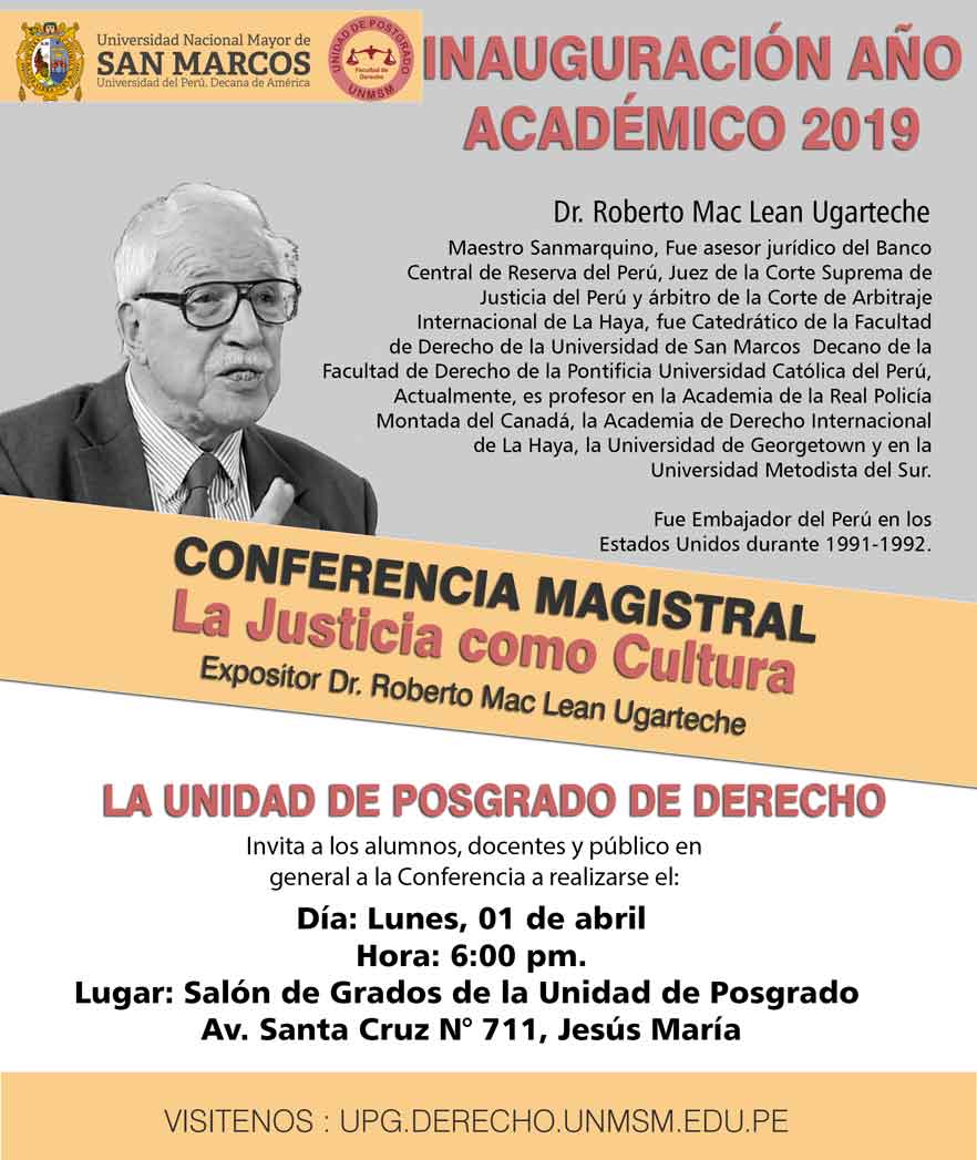 Conferencia Magistral Inauguración Año Academico 2019